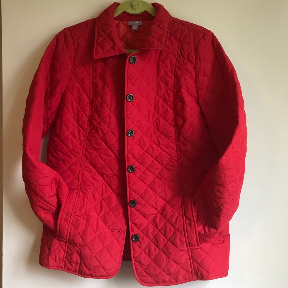 J Jill quilted coat jacket red sz medium